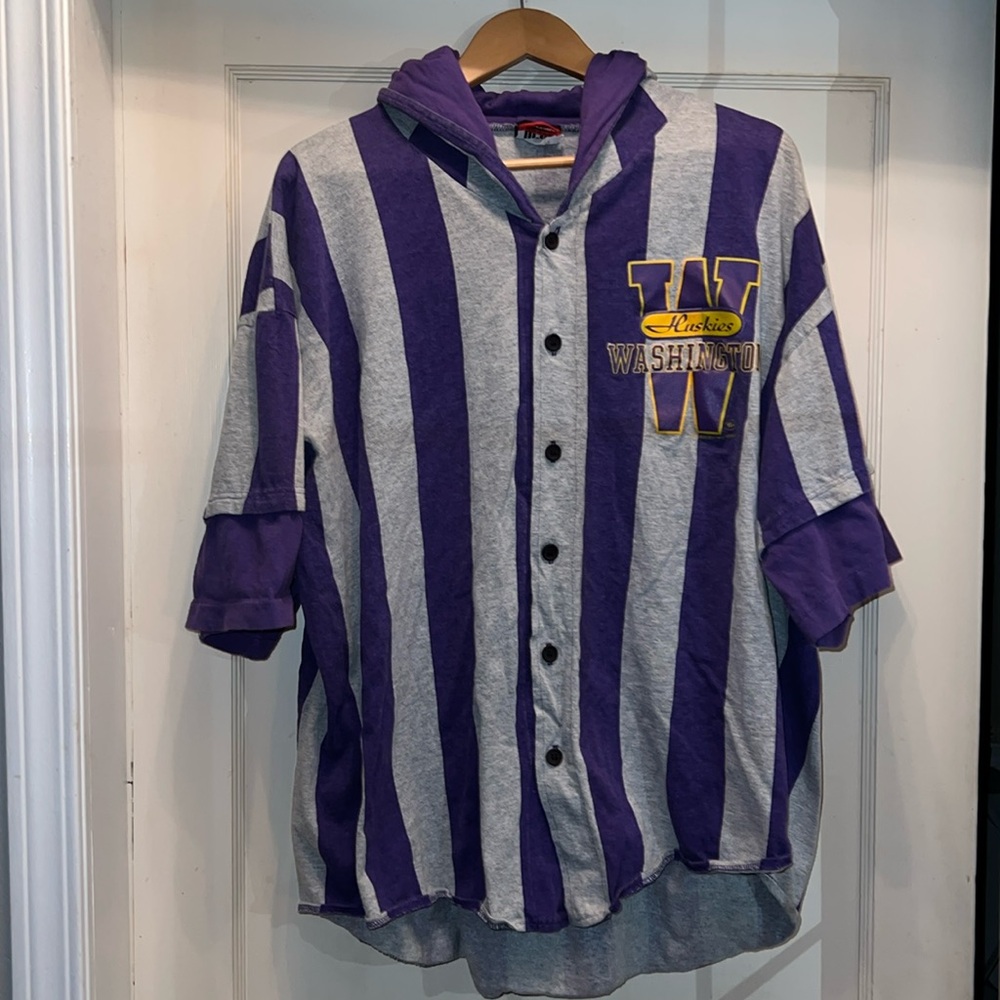 Vintage 90s University Washington huskies block striped hoodie